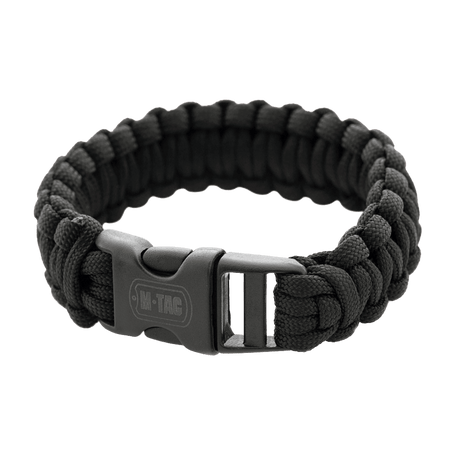 M-Tac Paracord Armbånd i sort, ideelt til overlevelse og friluftsliv. Stærkt paracord i et stilfuldt design med praktisk bukkespænde.
