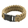 M-Tac Paracord Armbånd i beige med sort spænde, ideelt til friluftsliv og overlevelsesbrug, robust og stilfuldt design.