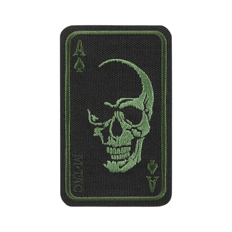 M-Tac Patch Face of War (Broderi) i Cordura 500D med kraniesymbol. Broderet patch i ace of spades design, dimensioner 8.5 x 5.2 cm.