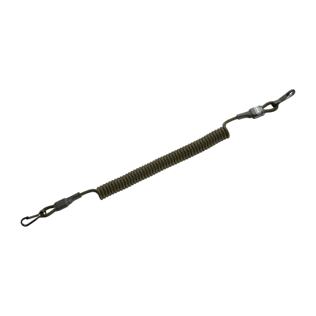 M-Tac Safety Cord Medium for Carbine i spiraldesign med D-ring og MOLLE-montering til at sikre våben og udstyr mod tab eller tyveri.