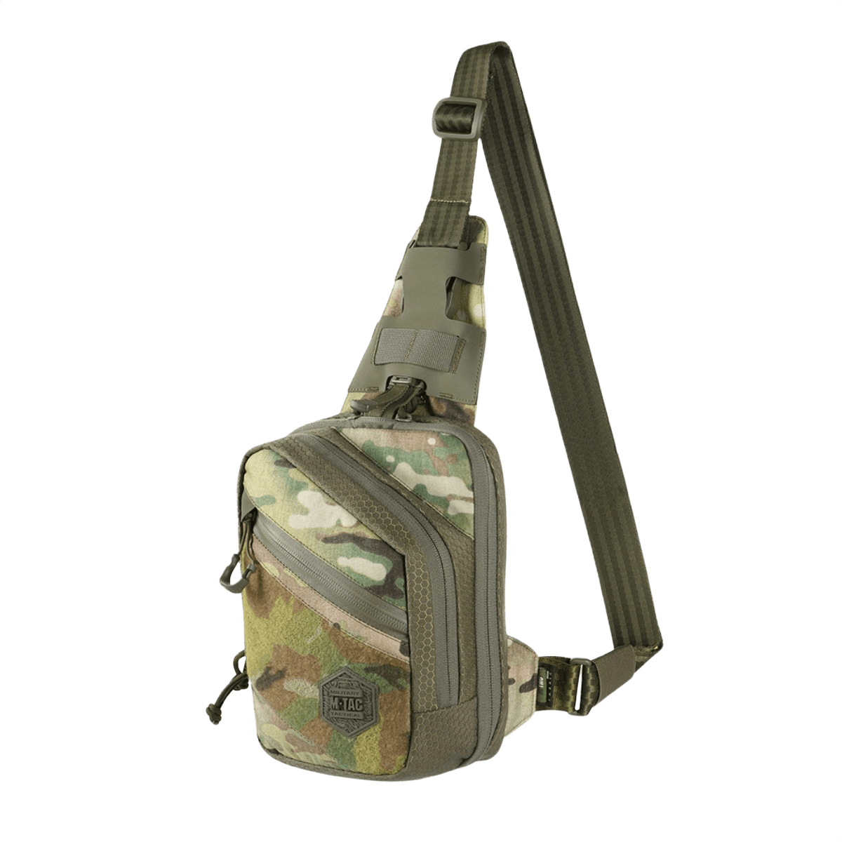M-Tac Sling Pistol Taske Elite Hex med Velcro i camouflagemønster med justerbar skulderrem og frontvelcro til patches.