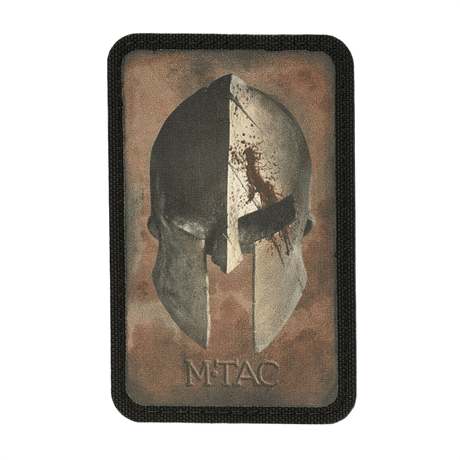 M-Tac Spartan Hjelm Patch i Cordura 500D med vintage-design, taktisk morale patch for tøj og tasker, viser mod og styrke.