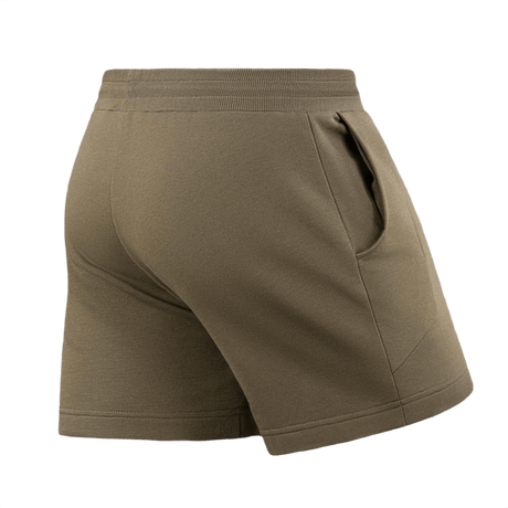 M-Tac Shorts Sport Fit Cotton i bomuld med elastisk talje og sidelommer, ideel til sport og hverdagsbrug, set fra siden.