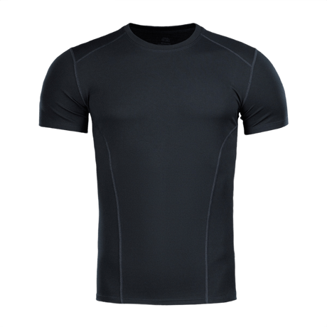 M-Tac Sweat-Wicking T-Shirt Athletic i sort, kortærmet design med anatomisk pasform i svedtransporterende polyester til sport.