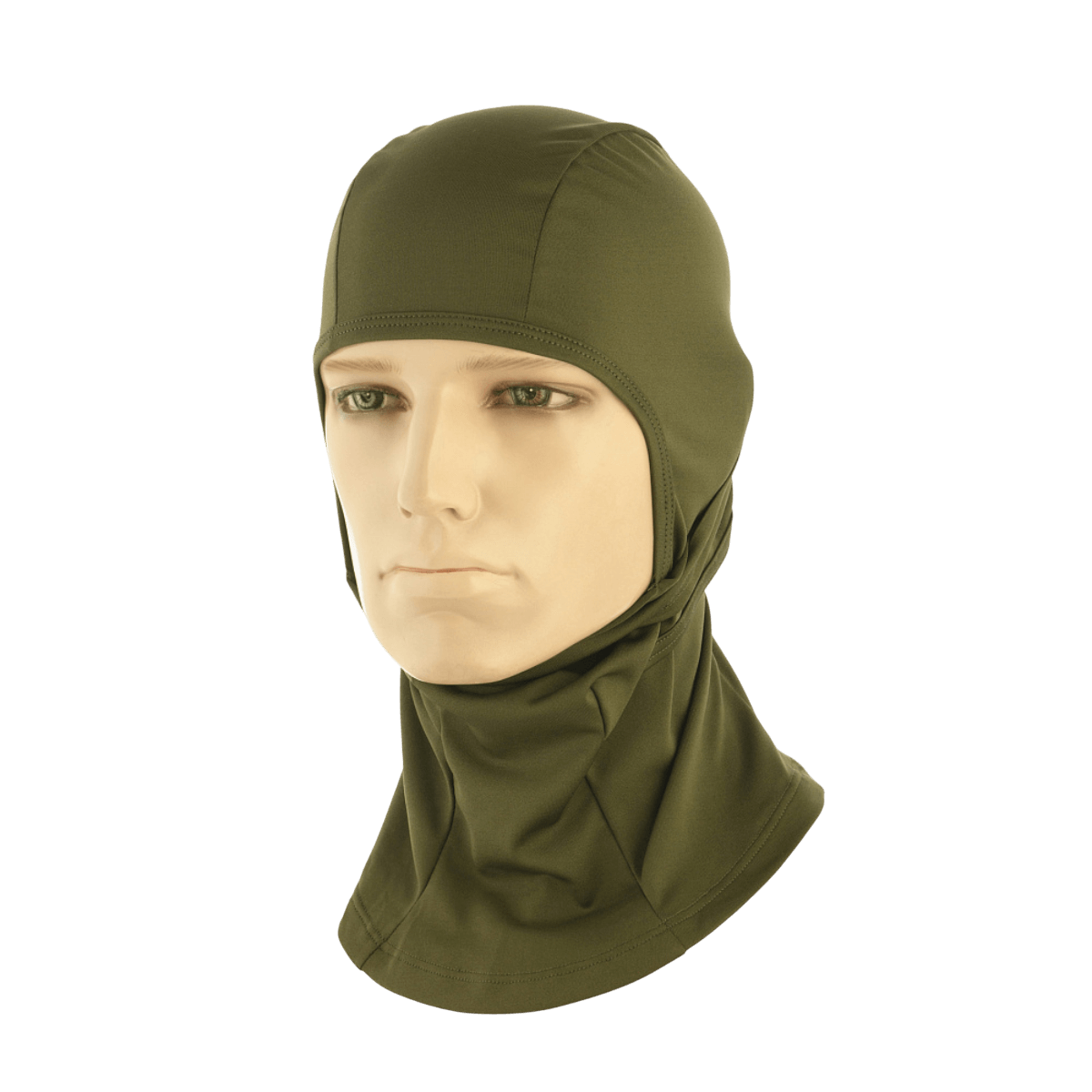 M-Tac Sweater-Ninja-Balaclava Premium i olivengrøn farve til beskyttelse og komfort under aktiviteter i varme omgivelser.