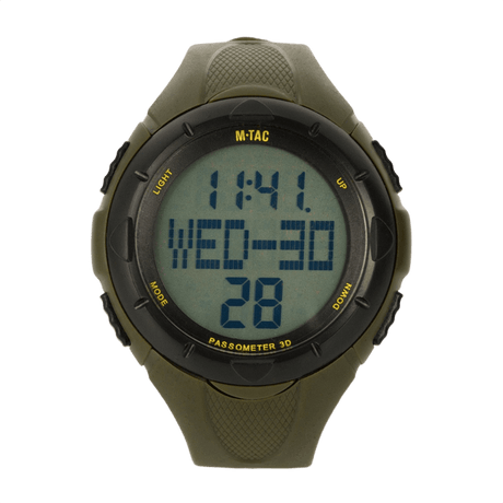M‑Tac Taktisk Ur med Pedometer med digitalt display, ideelt til sport og udendørs aktiviteter.