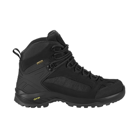 M-Tac Taktiske Demi-Season Støvler Pro Line i sort med Vibram-sål, perfekt til taktiske opgaver og vandring, slidstærk og komfortabel.
