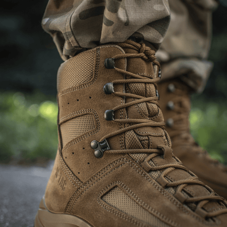 M-Tac Taktiske Sommerstøvler, designet til komfort og holdbarhed i suede og Cordura, perfekte til varmt vejr og terræn.