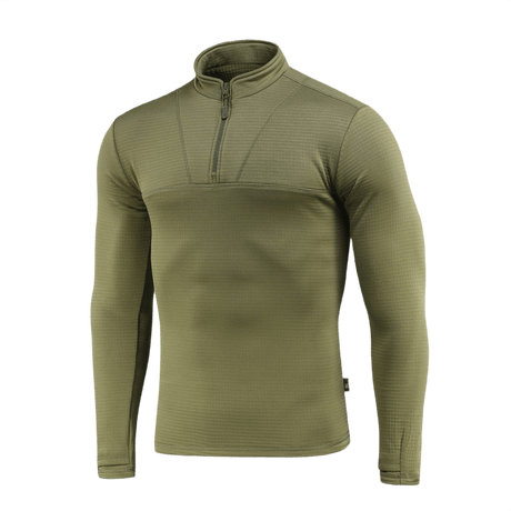 M-Tac Thermal Fleece Trøje Delta Level 2 i grøn, designet til koldt klima med YKK lynlåse, fremragende varme- og fugtstyring.