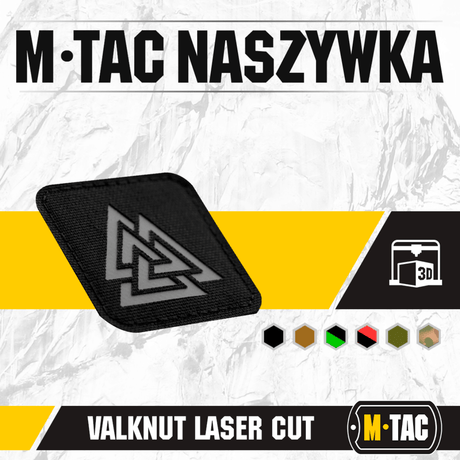 M-Tac Patch Valknut Laser Cut Odin symbol på en hvid og gul baggrund