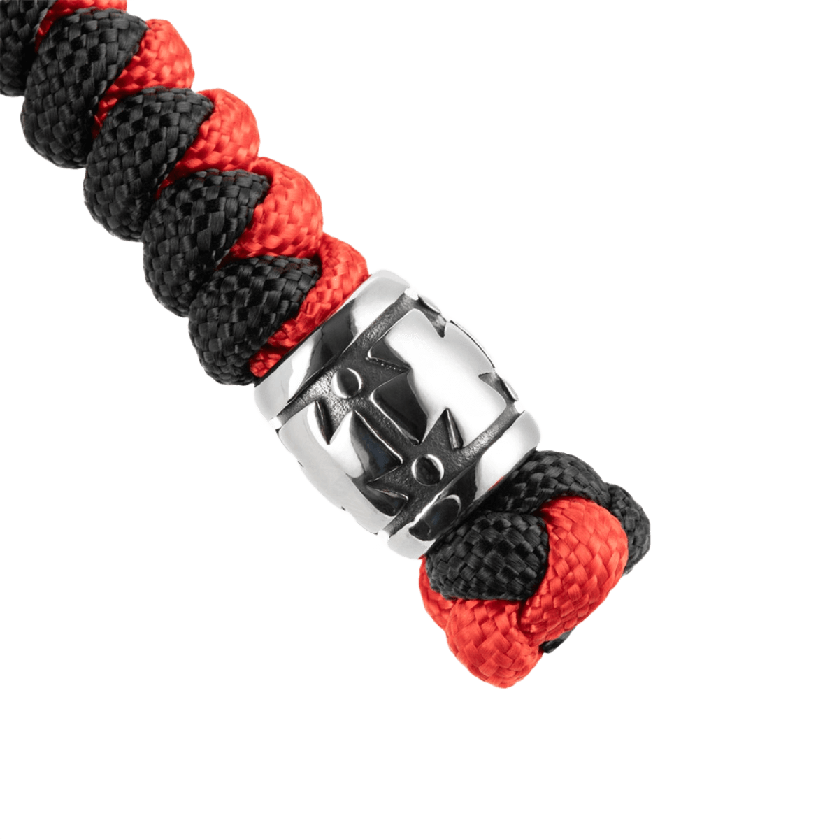 M-Tac Lanyard Viper Cossack Cross V.2 i sort og rød paracord med dekorativ metalperle. Templar-kors design, funktionelt og stilfuldt.