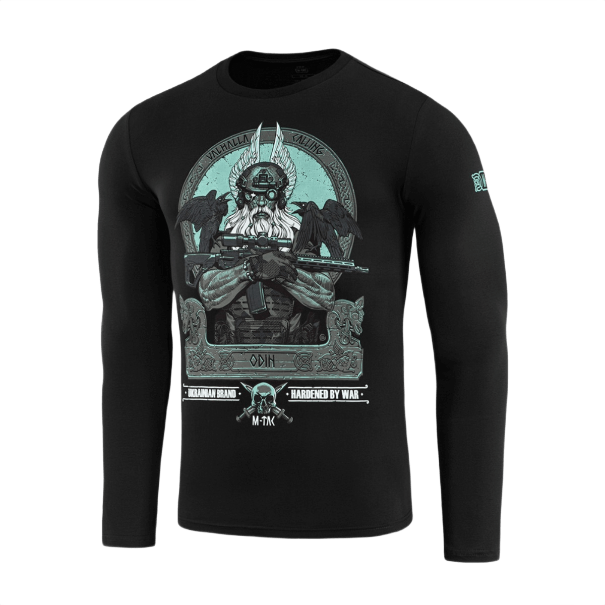 M-Tac T-Shirt Odin Mystery Long Sleeve med print af Odin med AR-15 og ravnene Hugin og Munin. "Valhalla Calling" tema.