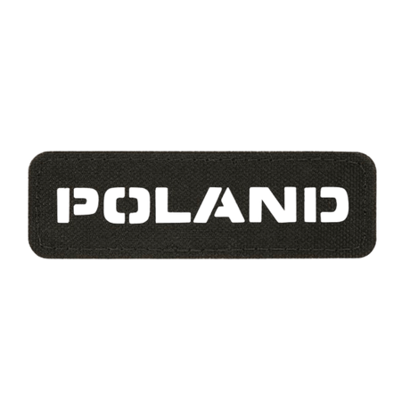 M‑Tac Patch Poland End-to-End 25x80 i sort Cordura 500D med laserindskrift og velcrolukning, 25x80 mm, nationalitetsmarkør