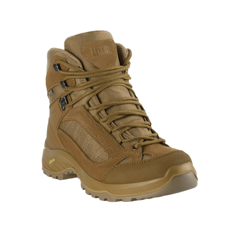 M-Tac Taktiske Demi-Season Støvler Pro Line i brun suede og Cordura med Vibram-sål til taktik og vandring.