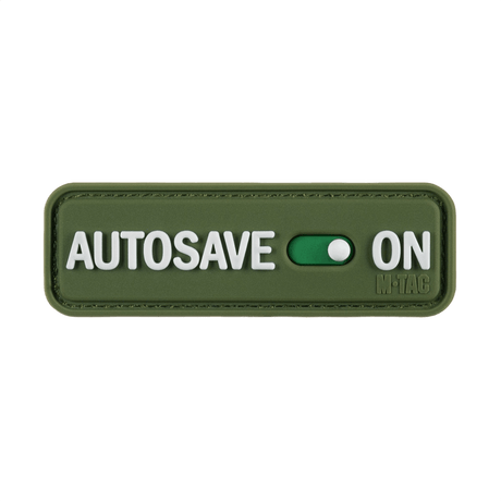 M-Tac Patch Autosave PVC i fuld farve, 3D-design med velcro bagpå for nem fastgørelse, perfekt til taktisk udstyr.