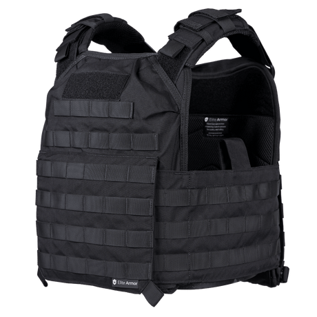 EA Plate Carrier Sort i galleri position 1 med robust konstruktion, modulært system og NIJ-certificeret stik- og skudsikker beskyttelse til professionel brug.