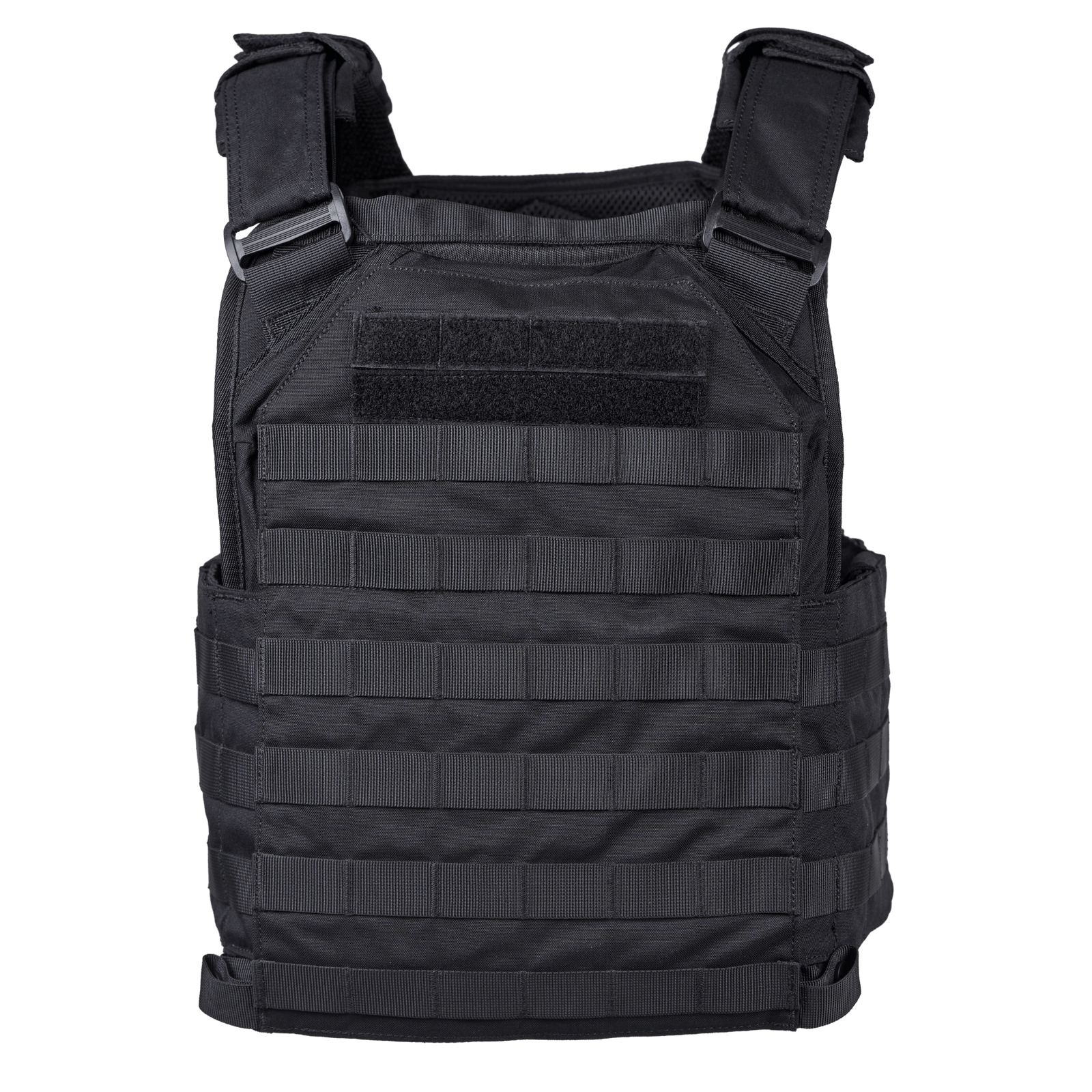 EA Plate Carrier Sort i galleri position 1 med modulært bære- og fastgørelsessystem, robust materiale og NIJ-certificeret taktisk skudsikker vest.