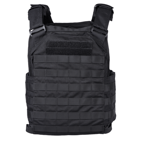 EA Plate Carrier Sort i galleri position 1 med modulært bære- og fastgørelsessystem, robust materiale og NIJ-certificeret taktisk skudsikker vest.