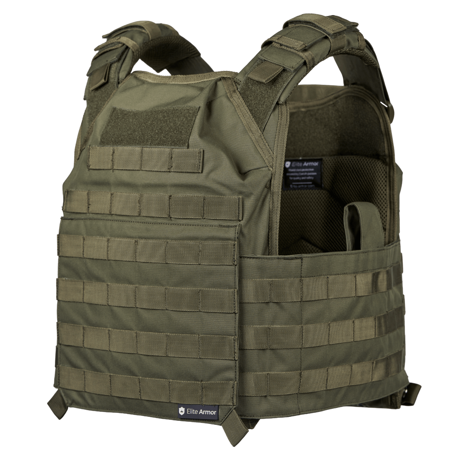 Elite Armor Plate Carrier i grøn set forfra i vinkel