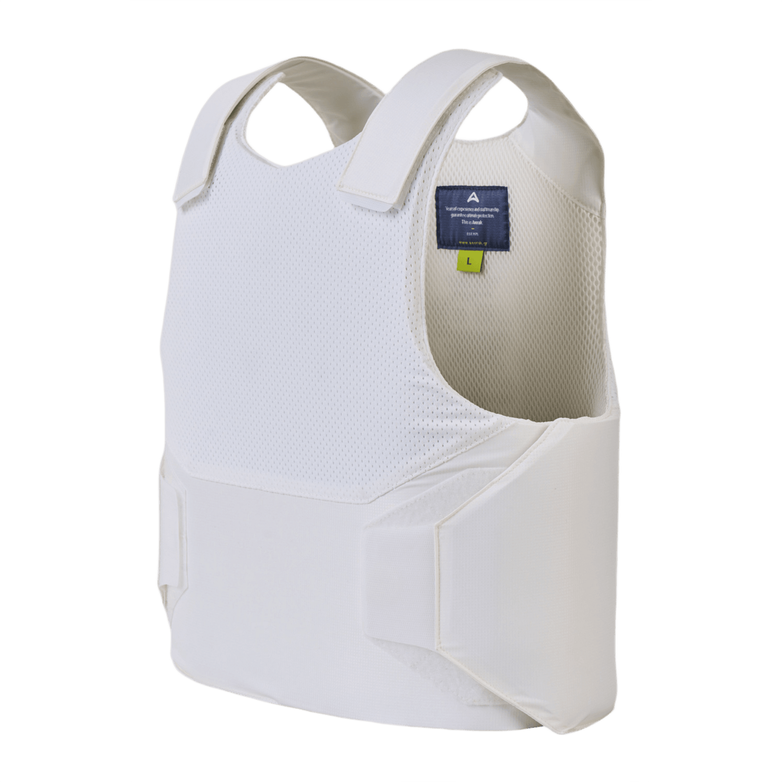 Anorak Rhodium® Concealable I Stik & Skudsikker Vest i hvid, niveau IIIA beskyttelse, diskret brug under tøj, NIJ 0101.06 testet.