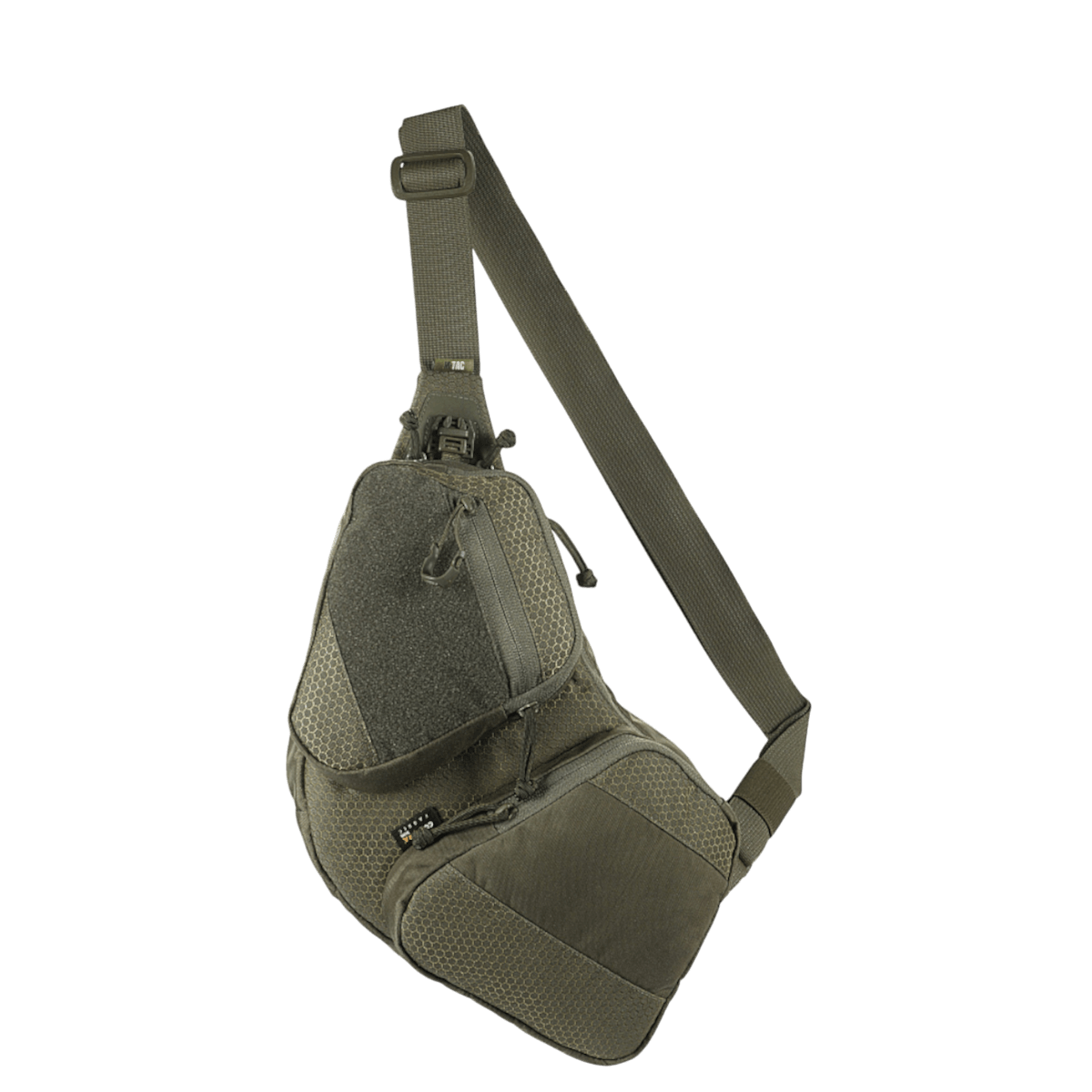 M-Tac Bat Wing Taske Elite Hex i Cordura 500D med YKK lynlåse og Woojin spænder, robust og letplejet design på grøn baggrund.