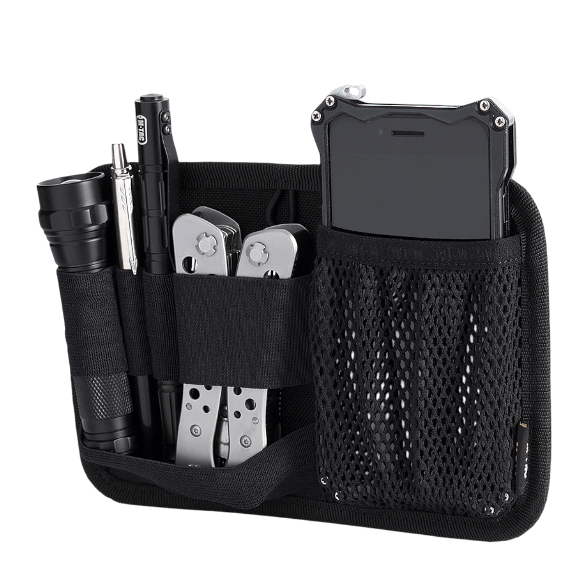 M-Tac Hook & Loop Low Profile Admin Panel med elastiske fastgøringer til gadgets som taktisk pen, lommelygte og multitool.
