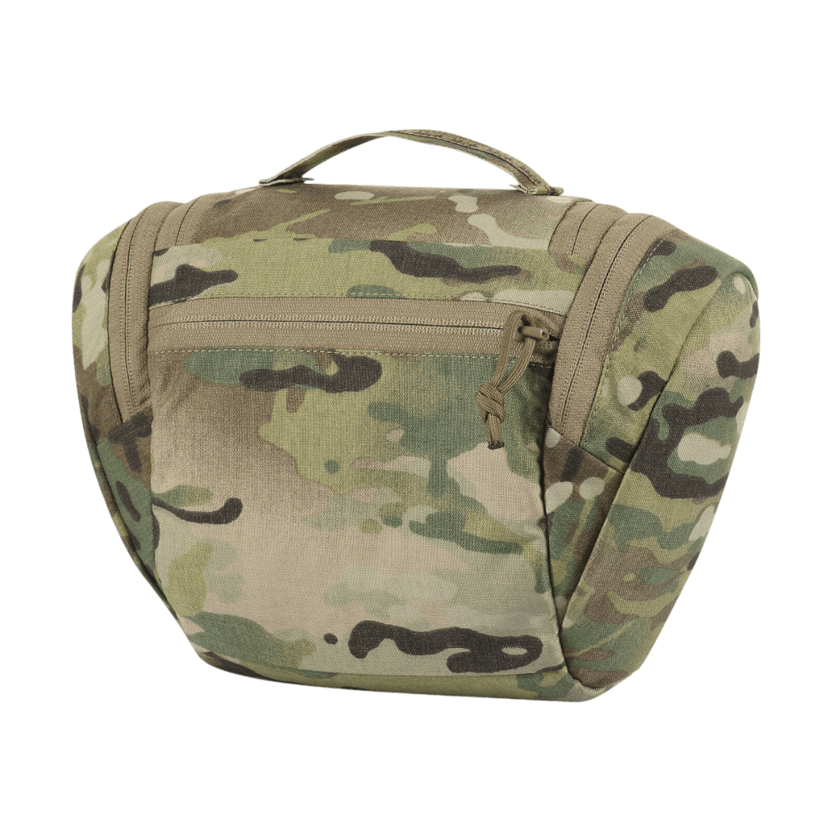 M-Tac Toilettaske Elite Gen.II i camouflage design, kompakt og ideel til opbevaring af hygiejneartikler og småting på rejse.