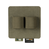 M-Tac Double Mag Pouch Hook Backed Magazine med justerbare rum til to magasiner eller små værktøjer, i olivengrøn Cordura stof.