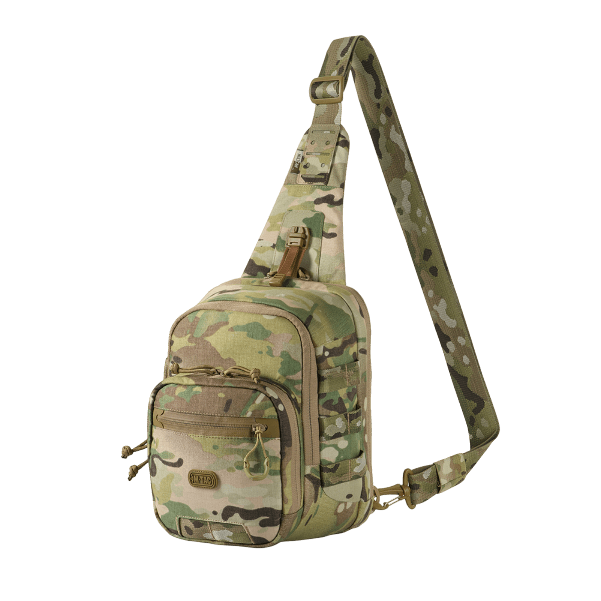 M‑Tac Cross Bag Elite Hex i camouflage, kompakt taske/rygsæk til taktisk brug, 5 liter, Cordura 500, med YKK lynlåse og MIL-SPEC fittings.