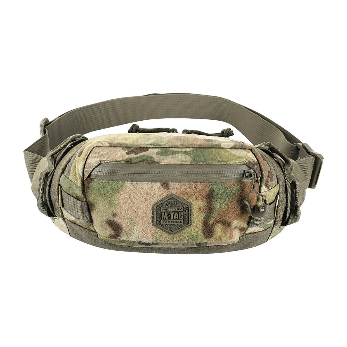 M‑Tac Bæltetaske Elite Hex i camouflage mønster, lavet af Cordura, med YKK lynlåse og Woojin spænder, perfekt til hverdag eller taktisk brug.