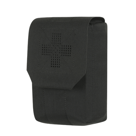 M-Tac Medic Pouch Vertical Large Elite i sort, fremstillet af slidstærkt Cordura 500D til opbevaring af førstehjælpsudstyr.