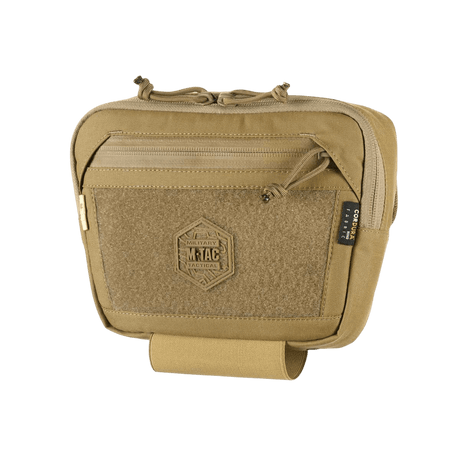 M-Tac Large Elite Gen.II Skuldertaske i sandfarvet Cordura 500D med YKK-lynlåse og hexagon brandlogo