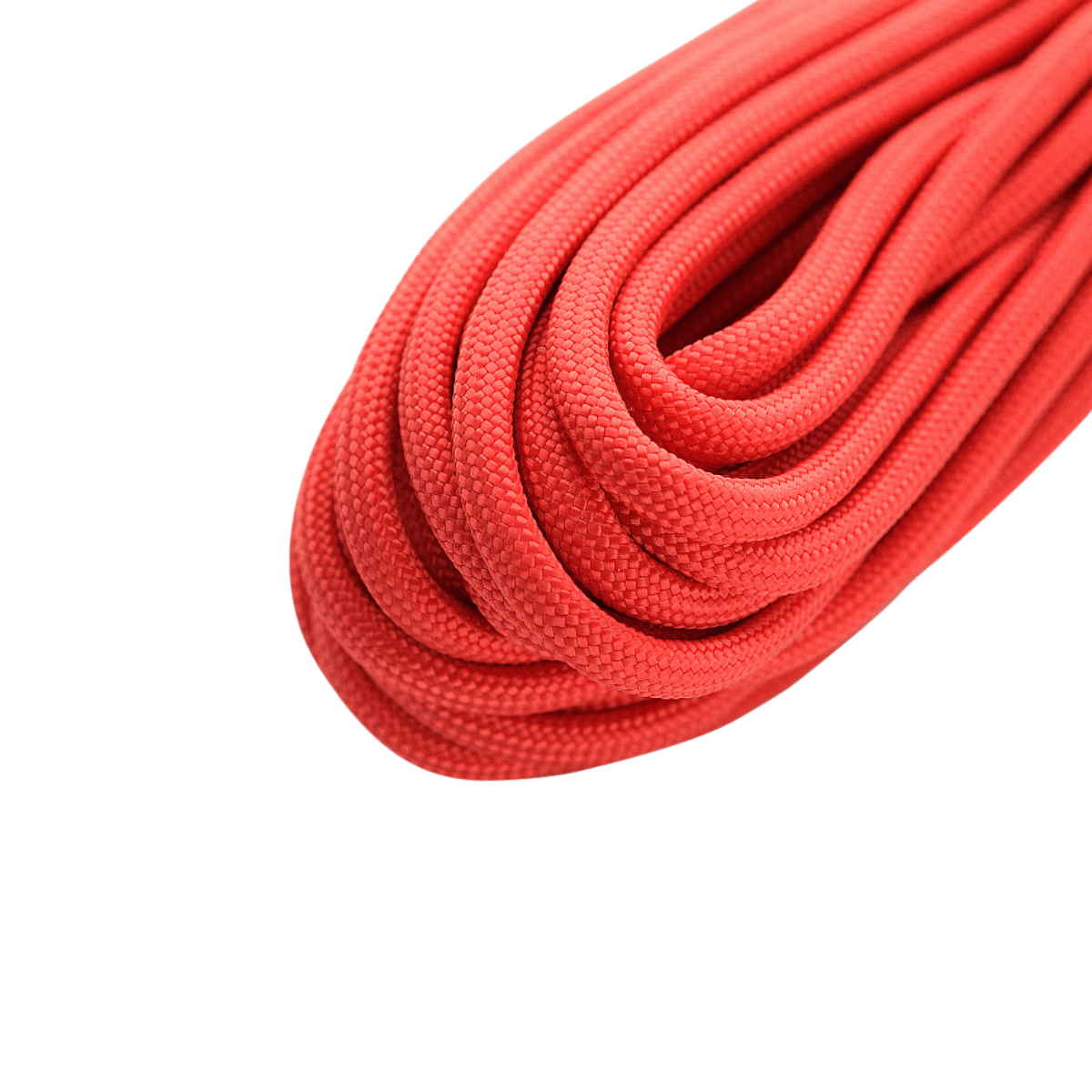 Rød M‑Tac Paracord 550 Type III 15 m nylonkordel ideel til friluftsbrug, med 7 nylontråde og 240 kg brudstyrke.