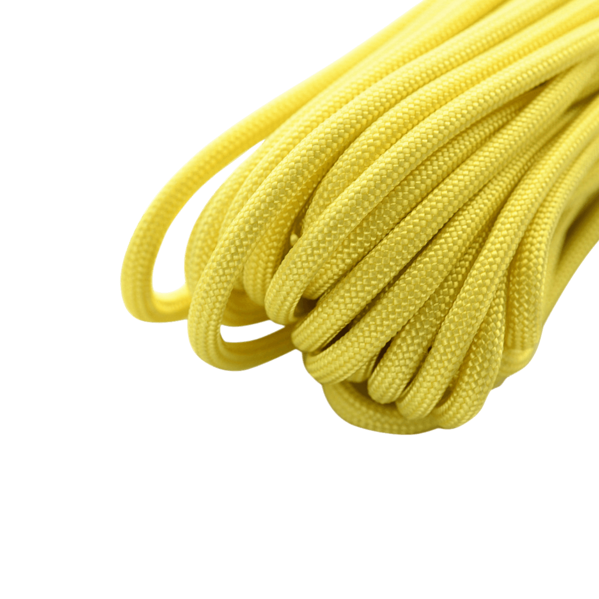 M‑Tac Paracord 550 Type III 15 m i gul, stærk og alsidig nylonkordel ideel til friluftsliv og nødsituationer.