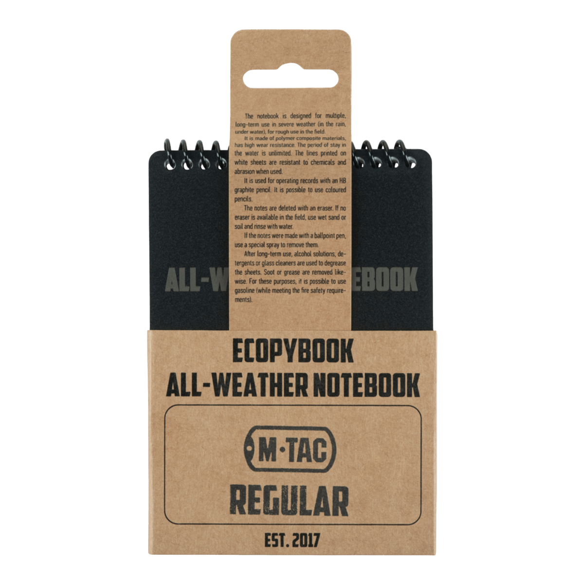 M-Tac Ecopybook Tactical – alt-vejr notesbog vandtæt design, robust polymer, ideel til ekstreme vejrforhold, indeholder vinkelmåler.