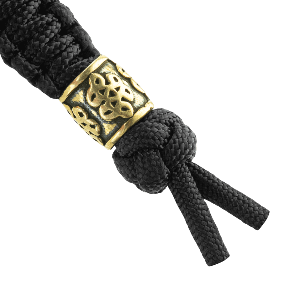 M-Tac Lanyard Scandinavian Small Chinese Knot med dekorativ perle i skandinavisk stil, lavet af snoet paracord, sort design.