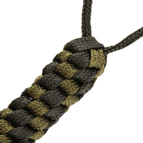 M-Tac Knife Lanyard Helix Skull i flettet paracord stil med grønne og sorte nuancer tilføjer stil og funktionalitet til din lommekniv.