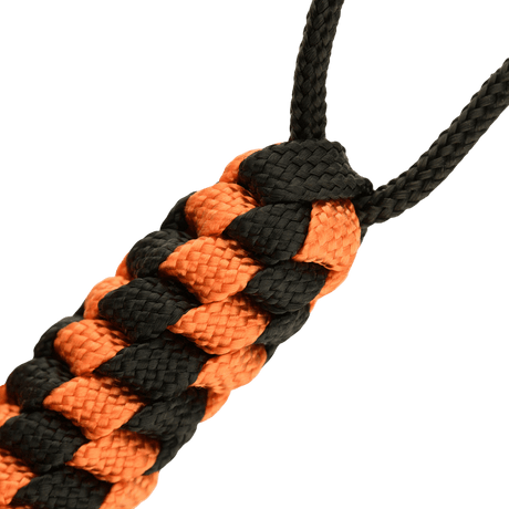 M-Tac Knife Lanyard Helix Skull flettet sort og orange paracord lanyard til lommeknive. Elegant design med praktisk funktion.