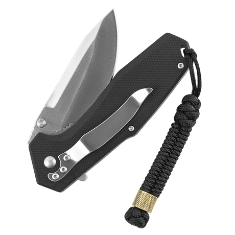 M-Tac Viper Cylindre Lanyard Stainless Steel med dekorativ skandinavisk perle og coiled paracord, fremhæver individualitet.