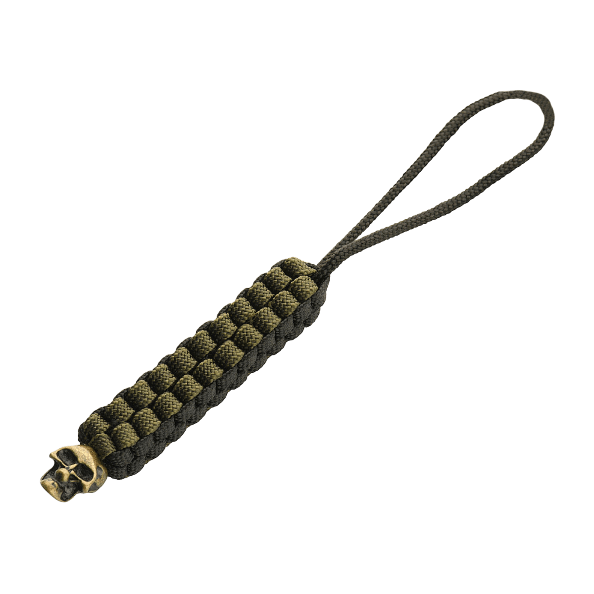 M-Tac Knife Lanyard Cuboid Skull i flettet paracord med dekorativ kranium perle, praktisk tilbehør til knivhåndtag.