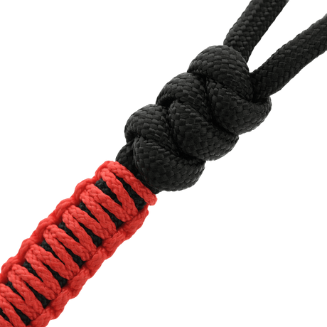 M-Tac Ninja Ver.2 Lanyard i flettet paracord med ninja-motiv til kniv eller lygte, sort og rød design, Cupronickel detaljer, holdbart tilbehør