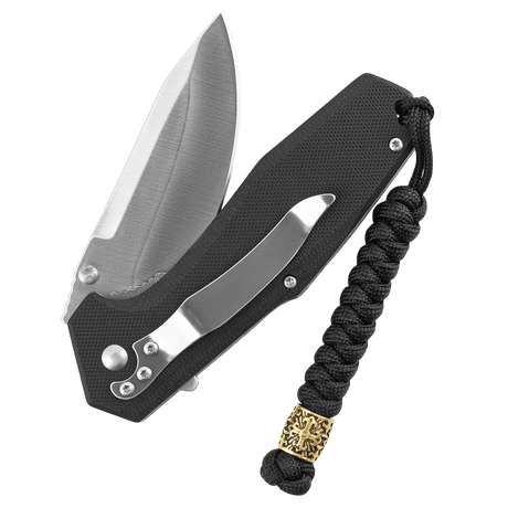 Sort lanyard "M-Tac Viper Lanyard Scandinavian" med vikingemotiv og moderne design til knive og udstyr.