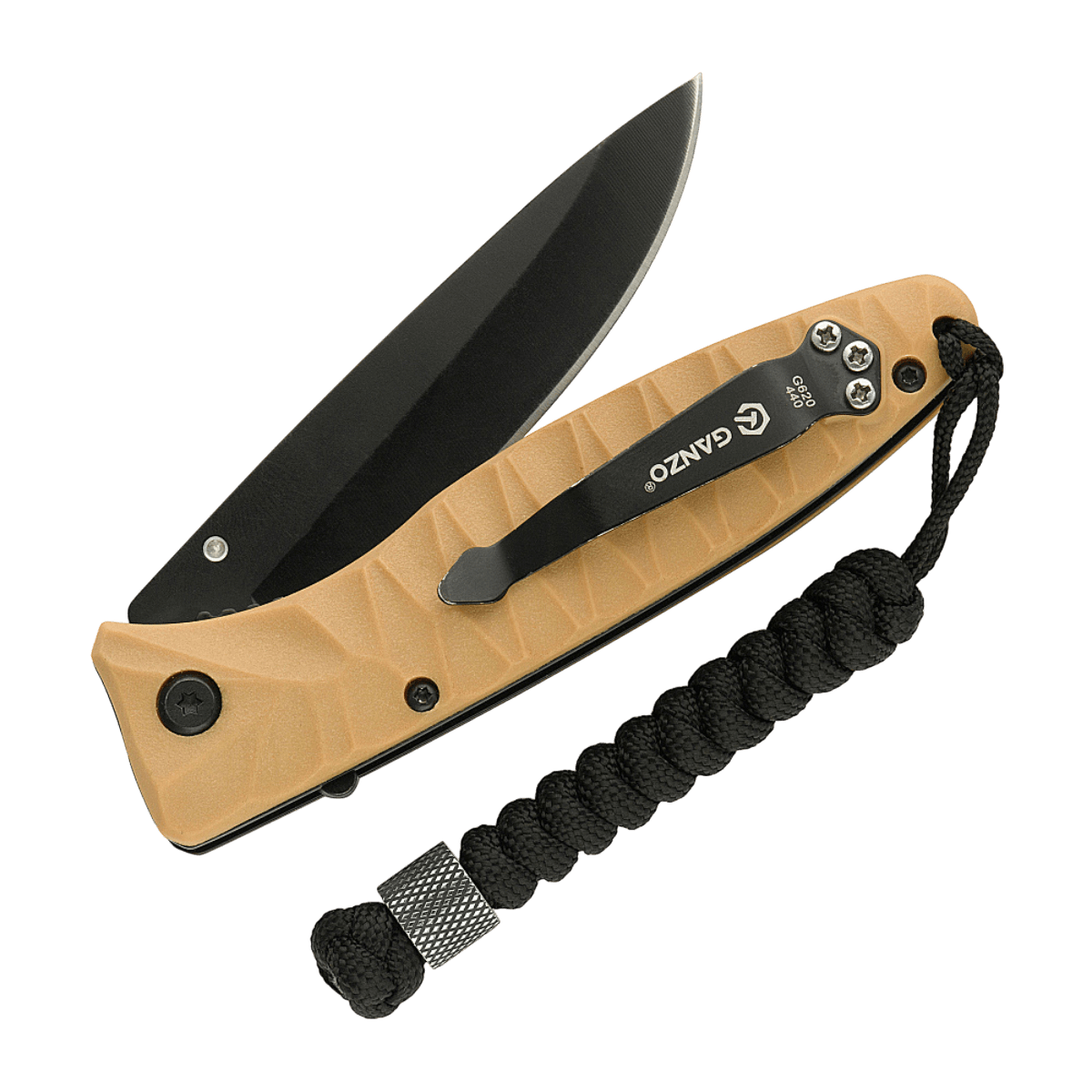 M-Tac Viper Lanyard Stainless Steel med flettet paracord og rustfrit stål perle på lommekniv