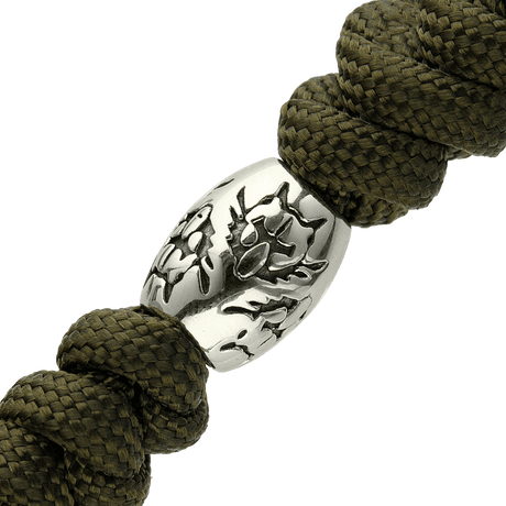 M-Tac Zeus Stainless Steel Lanyard med flettet paracord og dekorativ perle, designet til hurtig adgang til udstyr.