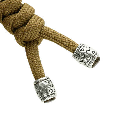 M-Tac Zeus Stainless Steel Lanyard med flettet paracord og dekorative rustfri steel-perler, praktisk til knive og udstyr.