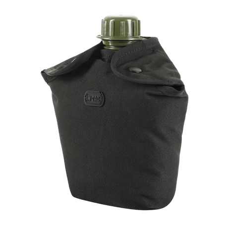 M-Tac Flaskeholder MOLLE i sort polyester med PVC-belægning, kan fastgøres via MOLLE-system til udstyr, ideel til drikkeflasker.