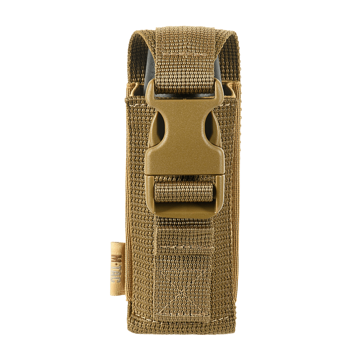 M-Tac Gasdåseholder Vertikal med MIL-SPEC strop og Woojin-lås monteret til MOLLE-system til gasdåser.