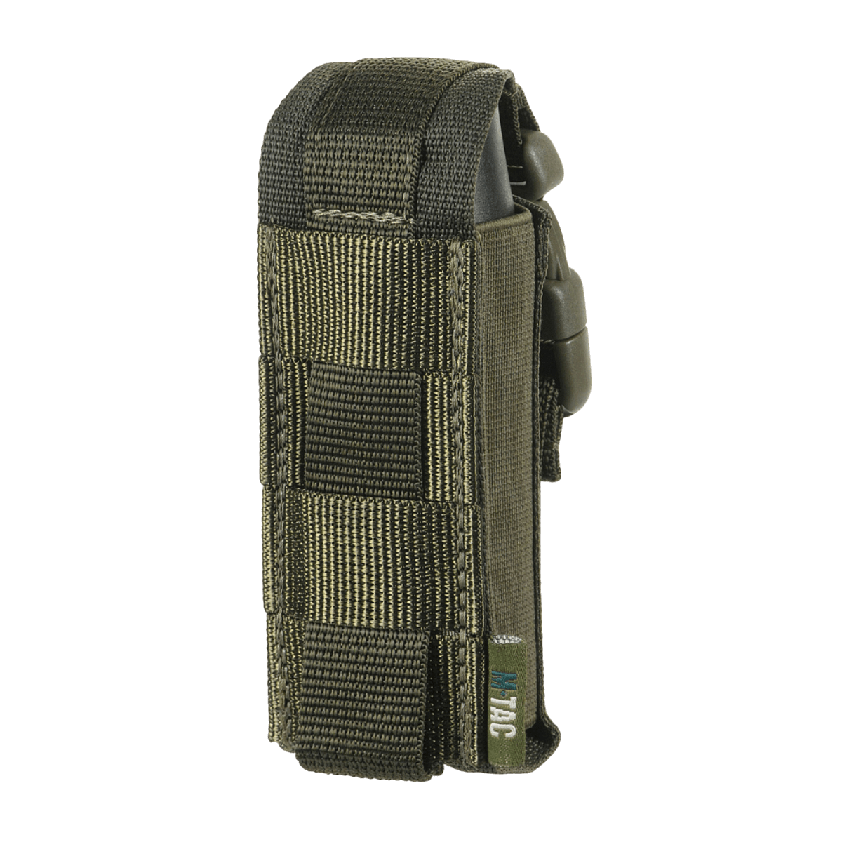 M-Tac Gasdåseholder Vertikal med MIL-SPEC strop og Woojin-lås til sikker justering, monterbar på bælte via MOLLE-system.