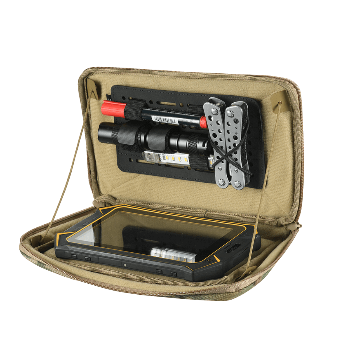 M-Tac Admin Pouch X-Large Elite åben taske med værktøj og tablet, optimeret til taktisk udstyr i en omsigelig og holdbar Cordura 500D design
