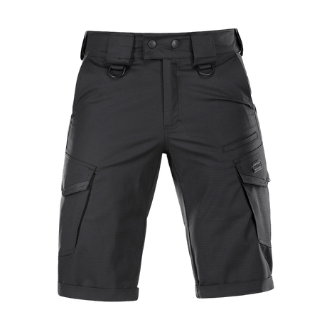 M-Tac Shorts Aggressor Gen.II Flex i sort med taktisk design og multifunktionelle lommer, ideel til træning og udendørs aktiviteter.